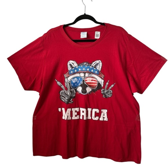 Port & Company Women’s Red Short Sleeves ‘merica 3XL Graphic T-shirt Brand New - Picture 5 of 5